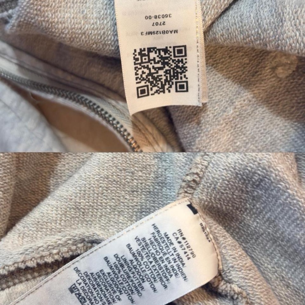 True Religion Light Grey Zip-Up Hoodie with Navy Velvet Logo Graphic — L - Y2K - Picture 8 of 8